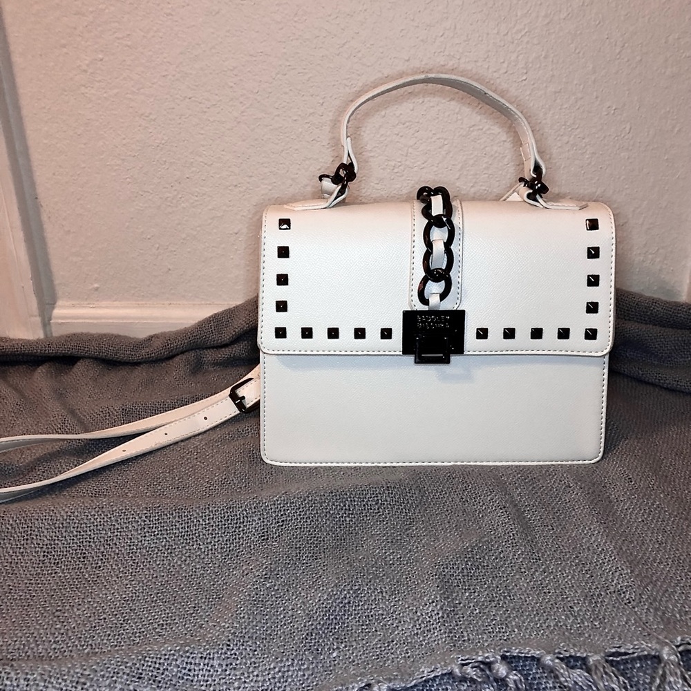 White Badgley Mischka Vegan Leather Bag, Cross Body With Removable Strap